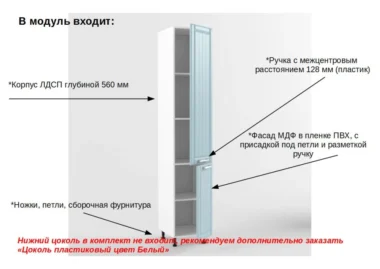 Шкаф пенал 2 двери Сильфида 40см фото 2