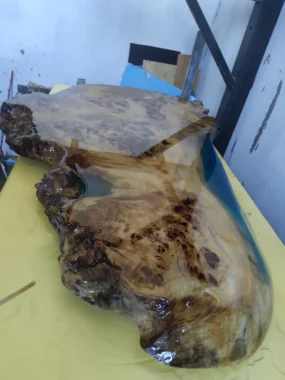 Журнальный столик Остров сокровищ из тополя и эпоксидной смолы 60х100см фото 10